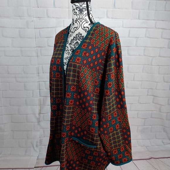 C. D. Daniels women's long sleeve geo print button front cardigan pockets 2x b30 - Picture 10 of 11